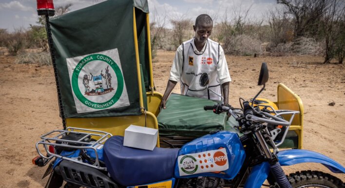 As drought tightens its grip on Kenya, a motorcycle ambulance is helping women to access critical health care