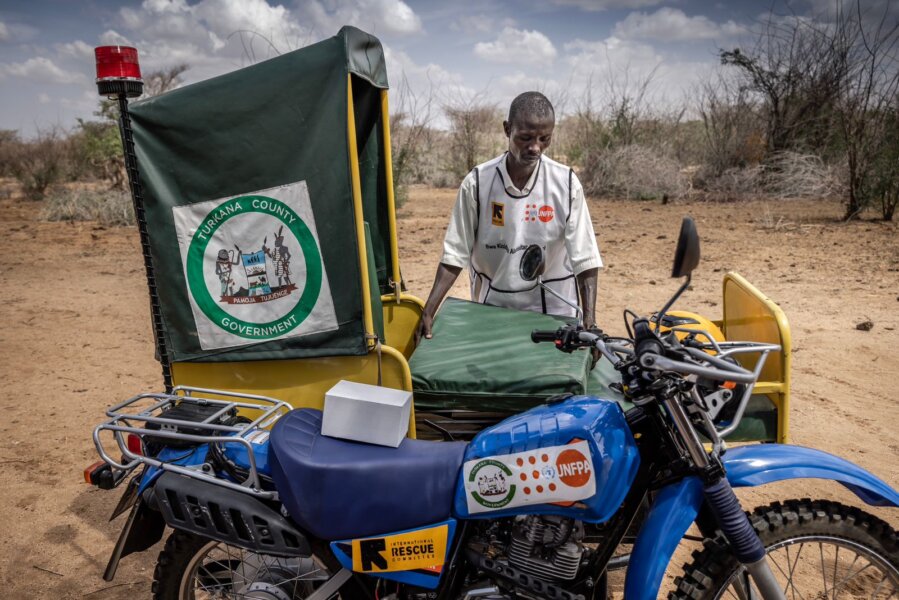 As drought tightens its grip on Kenya, a motorcycle ambulance is helping women to access critical health care