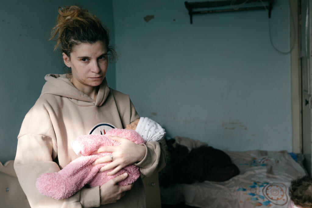 Marta Asryan, 28, gave birth to her fifth child in Vardenis, Armenia, after being forced to flee her home in Karabakh. © UNFPA Armenia / Aspram Manukyan