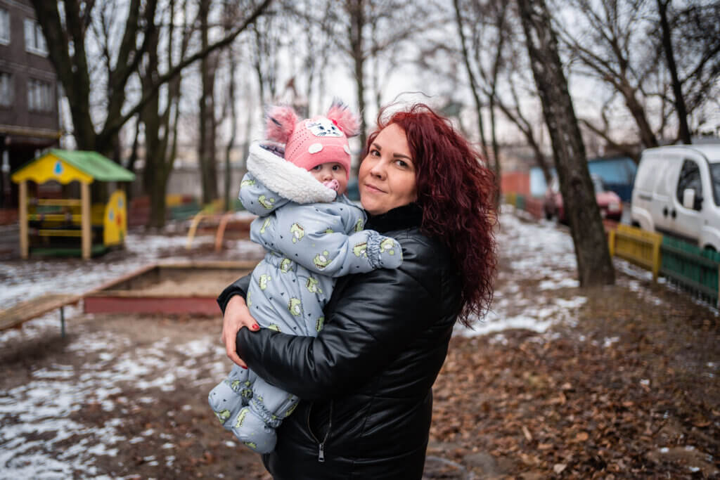 Iryna, a single parent, lost her husband, Serhiy, when he died fighting to protect their home city of Chernihiv. UNFPA Ukraine/Serhii Korovayny