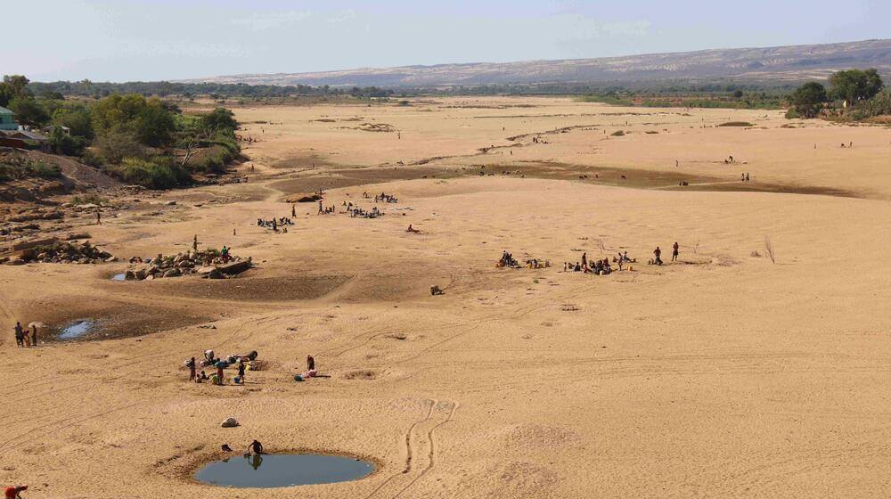 View of a dried up river following years of drought in Madagascar’s Grand Sud spurred by climate change.